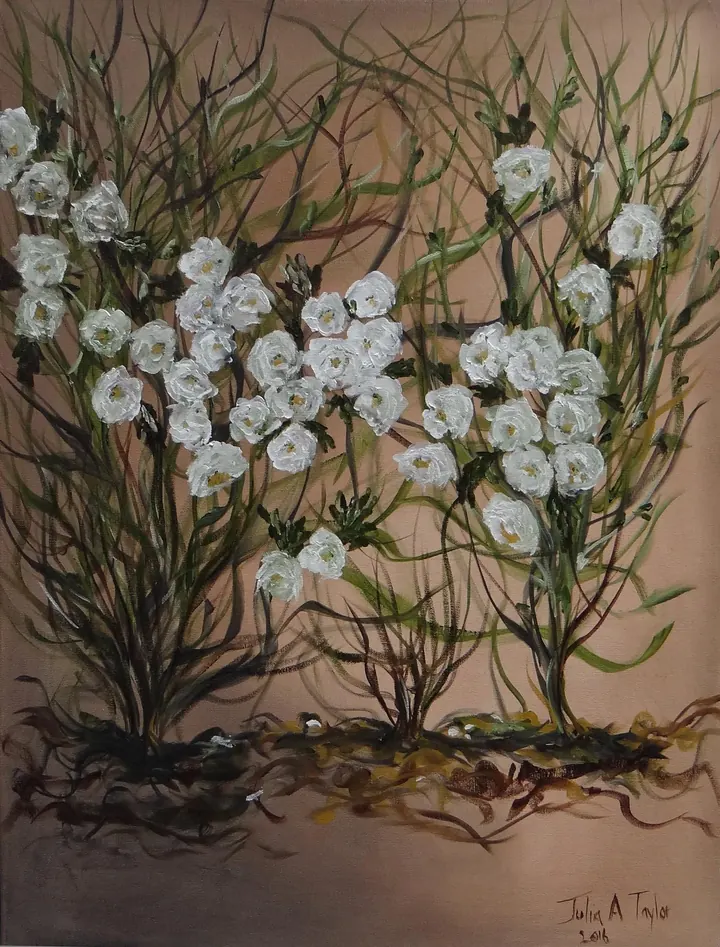 Flowers at Sunset (2017), oil on canvas by Julia Anne Taylor