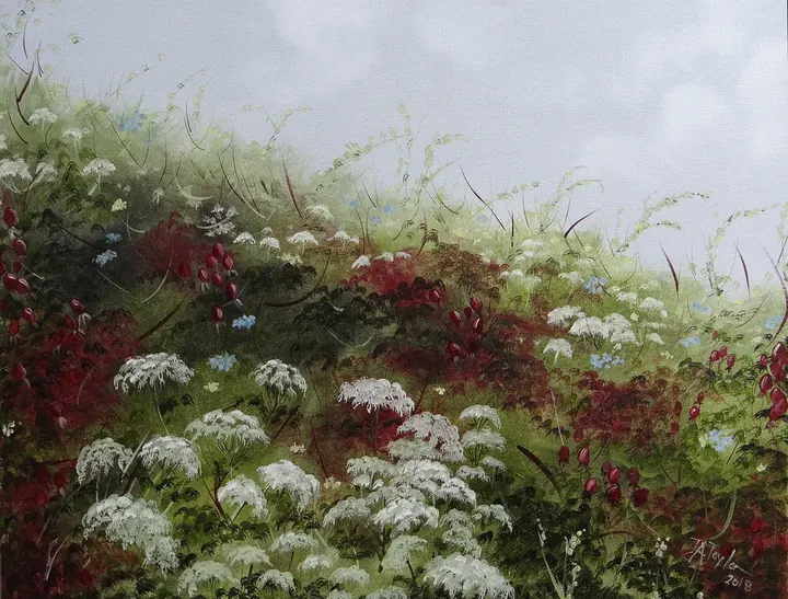 Hedgerow (2018), oil on canvas by Julia Anne Taylor
