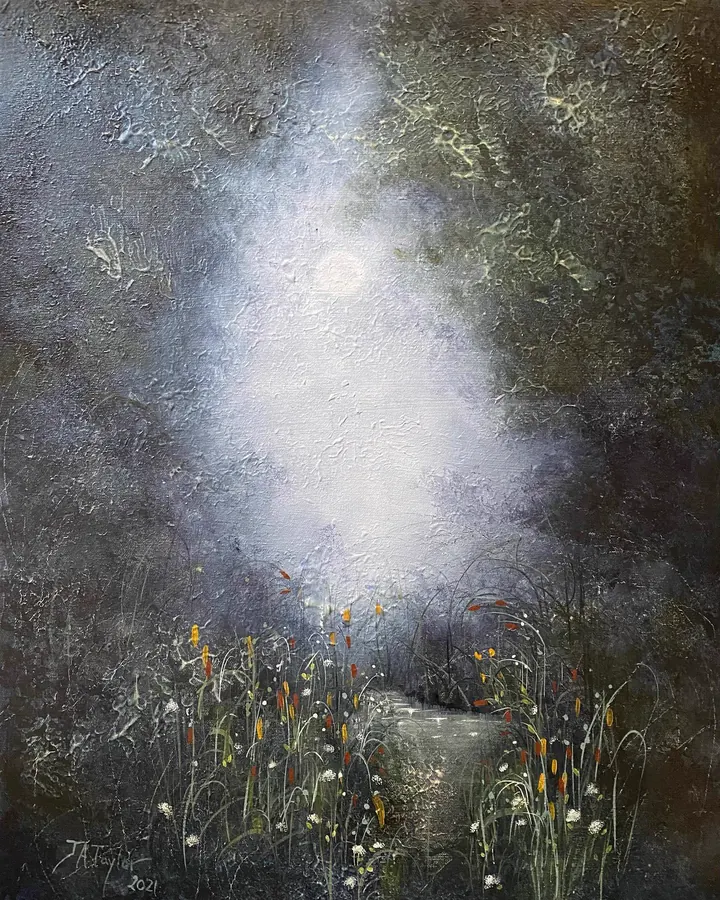 Moonlit Stream (2021), oil on canvas by Julia Anne Taylor