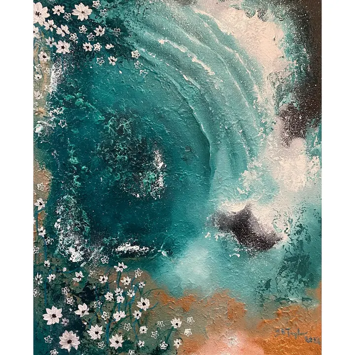 View from the Cliff (2024), mixed media on canvas by Julia Anne Taylor